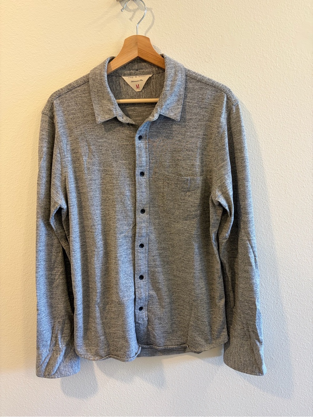 rag & bone Men's Heather Gray Casual Button-Down Shirt